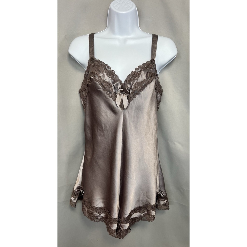 Victoria's Secret Angels Romper Women Small Purple Satin Large Adjustable V-Neck